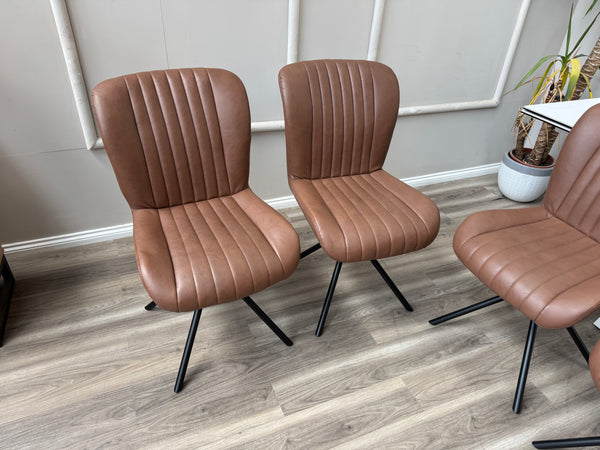 Terra Compact Bodahl Tan Faux Leather Contemporary Stylish Aesthetic Swivel Dining Chair