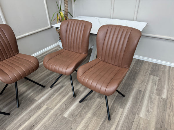 Terra Compact Bodahl Tan Faux Leather Contemporary Stylish Aesthetic Swivel Dining Chair