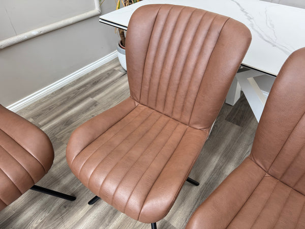 Terra Compact Bodahl Tan Faux Leather Contemporary Stylish Aesthetic Swivel Dining Chair