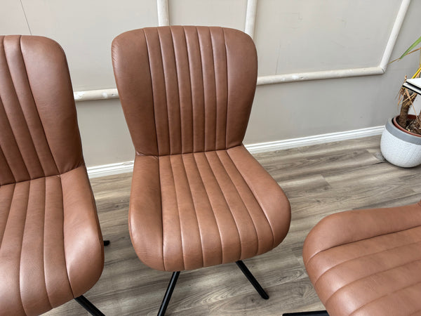 Terra Compact Bodahl Tan Faux Leather Contemporary Stylish Aesthetic Swivel Dining Chair