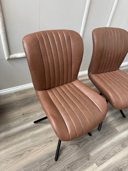 Terra Compact Bodahl Tan Faux Leather Contemporary Stylish Aesthetic Swivel Dining Chair