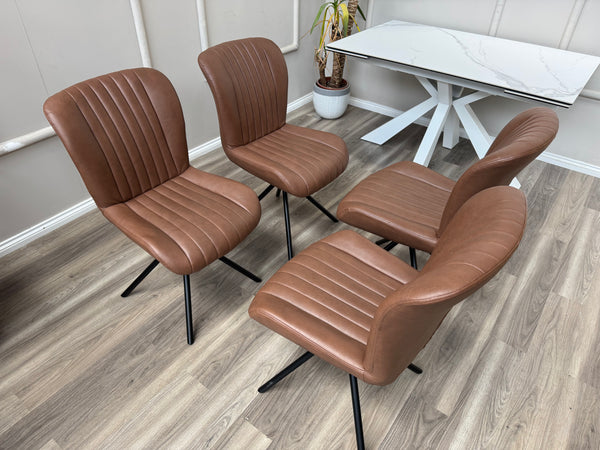 Terra Compact Bodahl Tan Faux Leather Contemporary Stylish Aesthetic Swivel Dining Chair