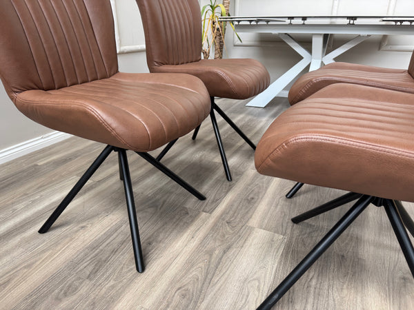 Terra Compact Bodahl Tan Faux Leather Contemporary Stylish Aesthetic Swivel Dining Chair
