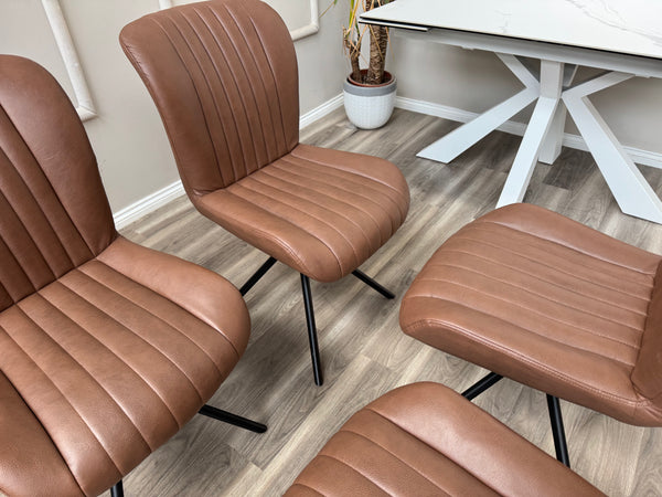 Terra Compact Bodahl Tan Faux Leather Contemporary Stylish Aesthetic Swivel Dining Chair