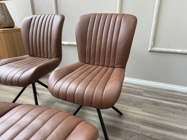 Terra Compact Bodahl Tan Faux Leather Contemporary Stylish Aesthetic Swivel Dining Chair