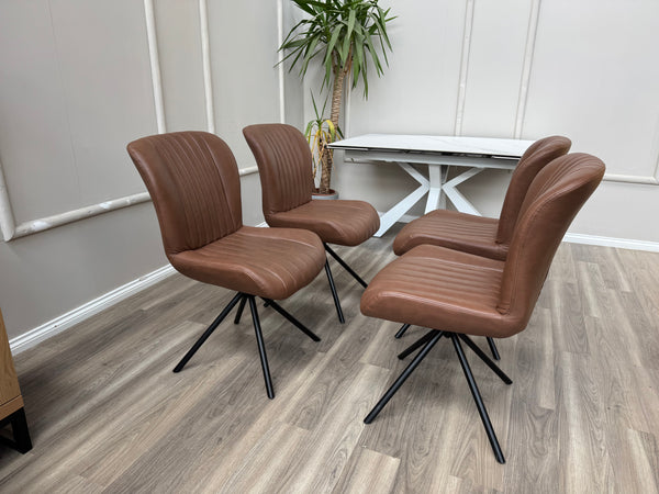 Terra Compact Bodahl Tan Faux Leather Contemporary Stylish Aesthetic Swivel Dining Chair