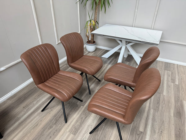 Terra Compact Bodahl Tan Faux Leather Contemporary Stylish Aesthetic Swivel Dining Chair