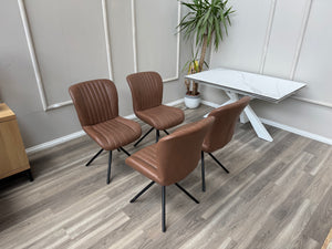 Terra Compact Bodahl Tan Faux Leather Contemporary Stylish Aesthetic Swivel Dining Chair