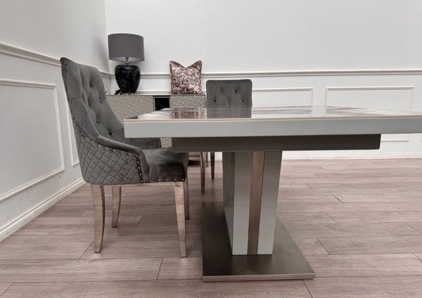 Grigio Large Extending Ceramic Dining Table Marble Top Effect 178-216cm