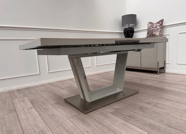 Grigio Large Extending Ceramic Dining Table Marble Top Effect 178-216cm