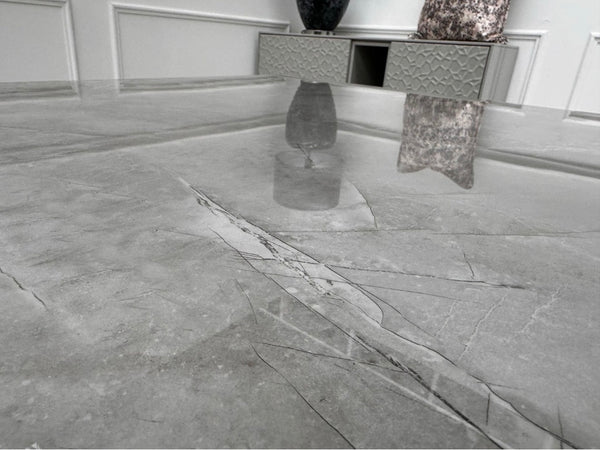 Grigio Large Extending Ceramic Dining Table Marble Top Effect 178-216cm