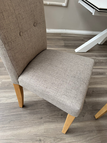 Augusta Pebble Fabric Buttoned Back Wooden Dining Chairs