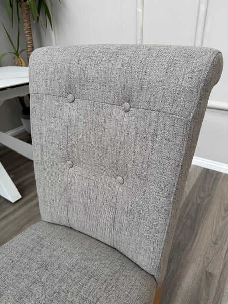 Augusta Pebble Fabric Buttoned Back Wooden Dining Chairs