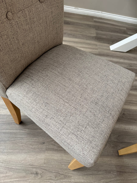 Augusta Pebble Fabric Buttoned Back Wooden Dining Chairs