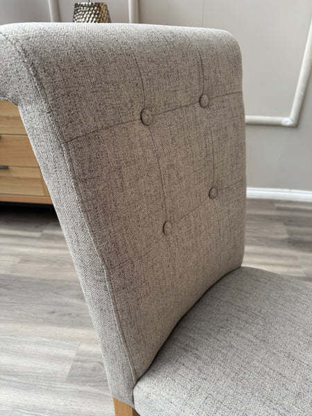 Augusta Pebble Fabric Buttoned Back Wooden Dining Chairs