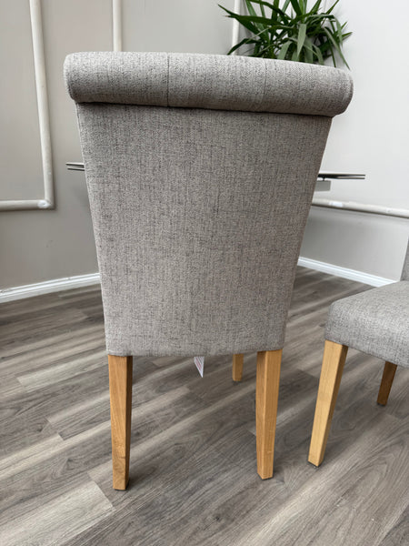 Augusta Pebble Fabric Buttoned Back Wooden Dining Chairs