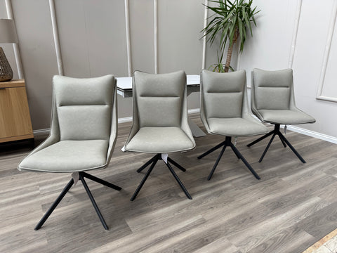 Catalina Grey Faux Leather Swivel Dining Chairs