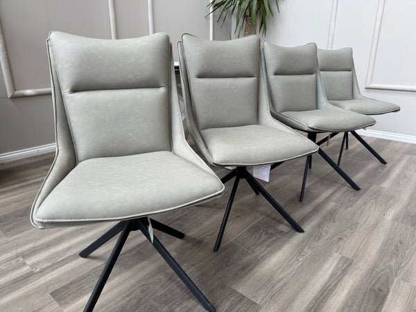 Catalina Grey Faux Leather Swivel Dining Chairs