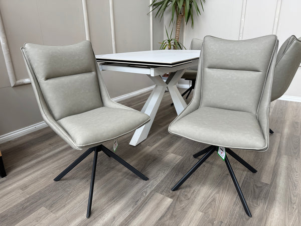Catalina Grey Faux Leather Swivel Dining Chairs