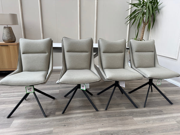Catalina Grey Faux Leather Swivel Dining Chairs