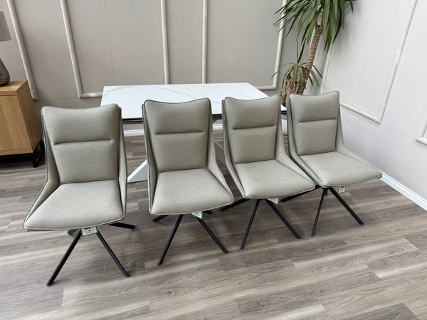 Catalina Grey Faux Leather Swivel Dining Chairs