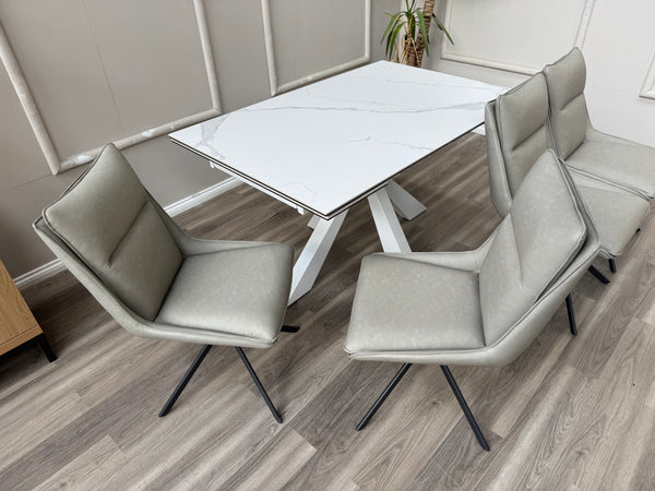 Catalina Grey Faux Leather Swivel Dining Chairs