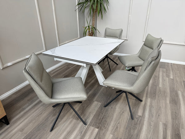 Catalina Grey Faux Leather Swivel Dining Chairs