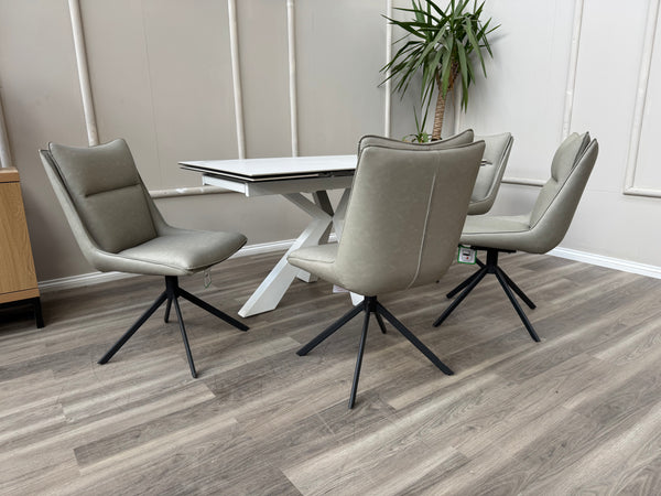 Catalina Grey Faux Leather Swivel Dining Chairs