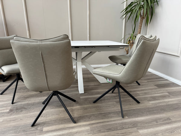 Catalina Grey Faux Leather Swivel Dining Chairs