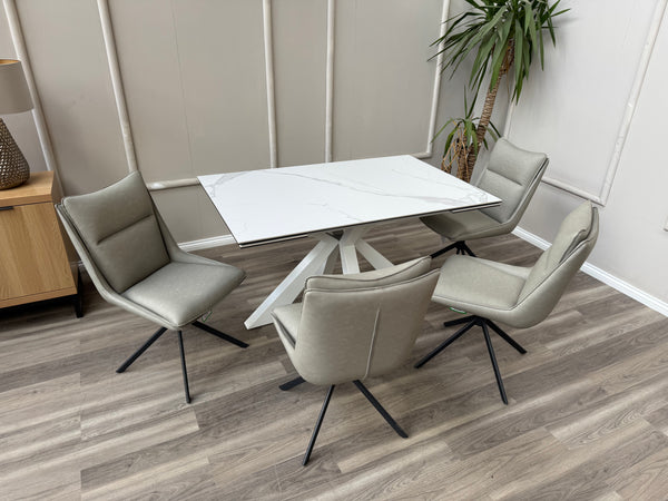 Catalina Grey Faux Leather Swivel Dining Chairs