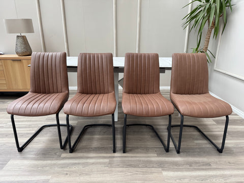 Terra Compact Bodahl Tan Faux Leather Contemporary Stylish Aesthetic Dining Chair