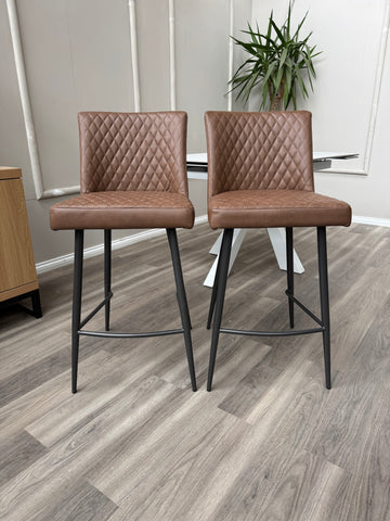 Earth Soft Faux Leather Contemporary Stylish Aesthetic Tan Bar Stool