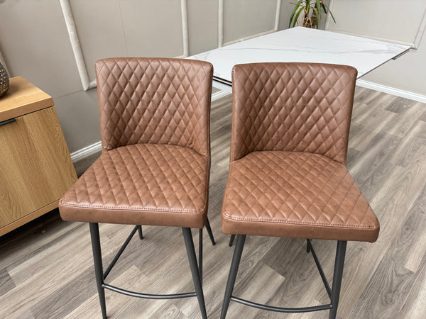 Earth Soft Faux Leather Contemporary Stylish Aesthetic Tan Bar Stool
