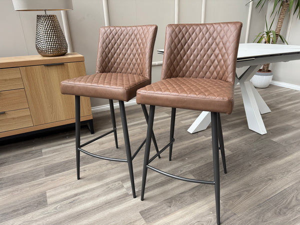 Earth Soft Faux Leather Contemporary Stylish Aesthetic Tan Bar Stool