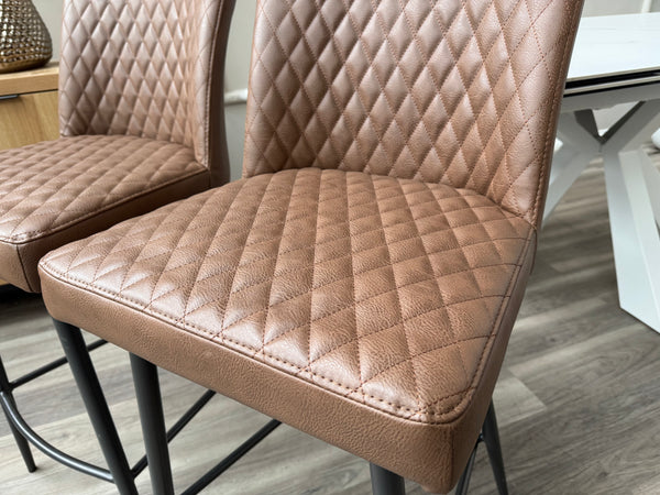 Earth Soft Faux Leather Contemporary Stylish Aesthetic Tan Bar Stool