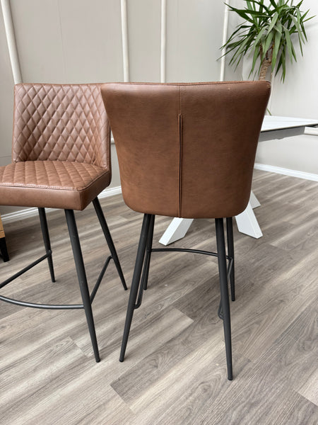 Earth Soft Faux Leather Contemporary Stylish Aesthetic Tan Bar Stool