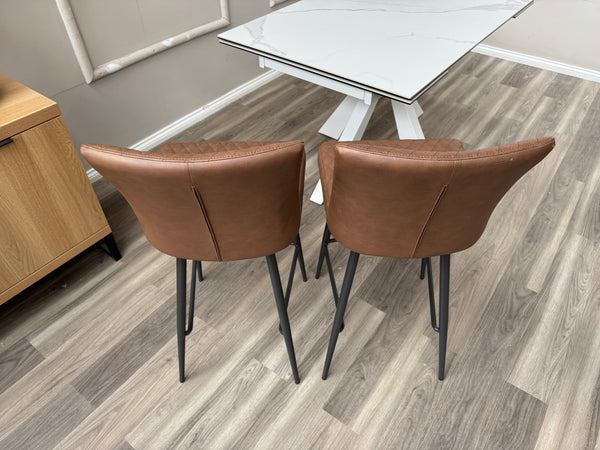 Earth Soft Faux Leather Contemporary Stylish Aesthetic Tan Bar Stool