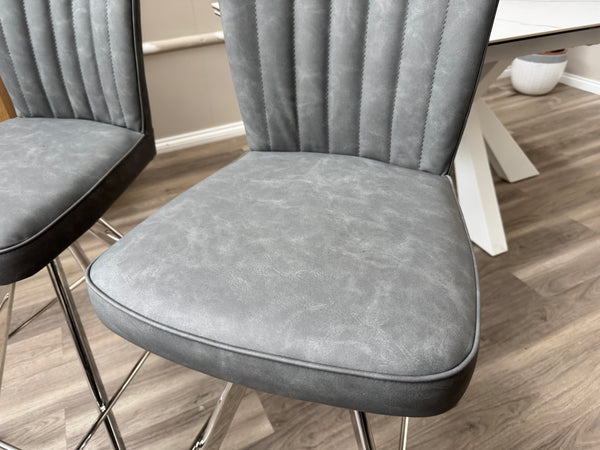 Vegas Grey Faux Leather Swivel Bar Stool Kitchen Chrome High Chairs