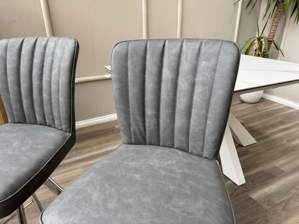 Vegas Grey Faux Leather Swivel Bar Stool Kitchen Chrome High Chairs