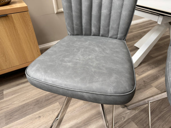 Vegas Grey Faux Leather Swivel Bar Stool Kitchen Chrome High Chairs