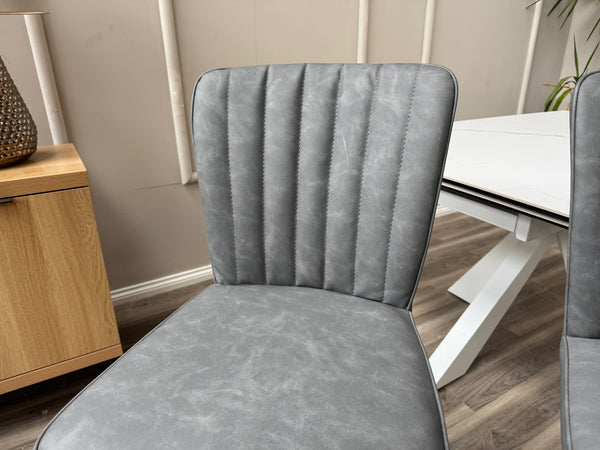 Vegas Grey Faux Leather Swivel Bar Stool Kitchen Chrome High Chairs