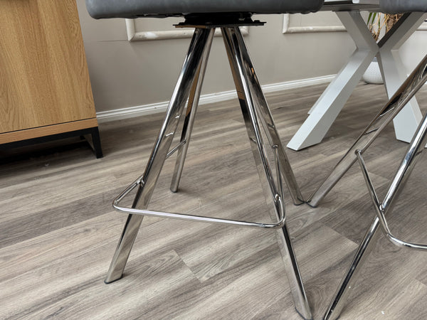 Vegas Grey Faux Leather Swivel Bar Stool Kitchen Chrome High Chairs