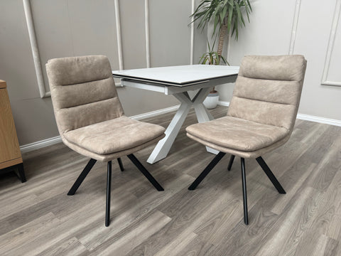 Njord Swivel Dining Chairs Sand Fabric Scandinavian Style Chair (Choose Quantity)