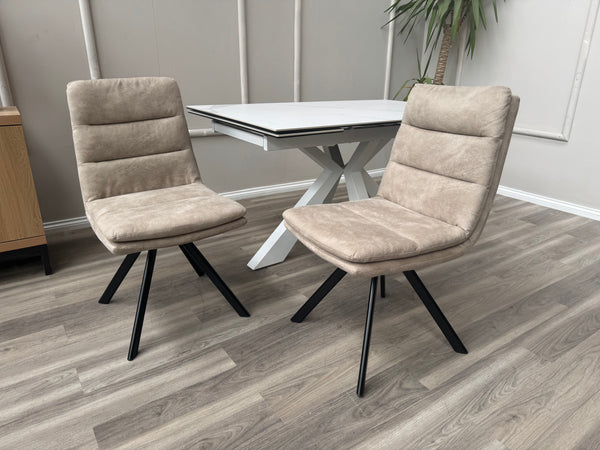 Njord Swivel Dining Chairs Sand Fabric Scandinavian Style Chair (Choose Quantity)
