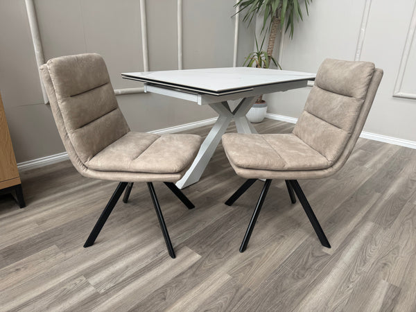 Njord Swivel Dining Chairs Sand Fabric Scandinavian Style Chair (Choose Quantity)
