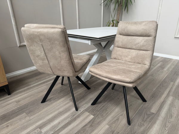 Njord Swivel Dining Chairs Sand Fabric Scandinavian Style Chair (Choose Quantity)