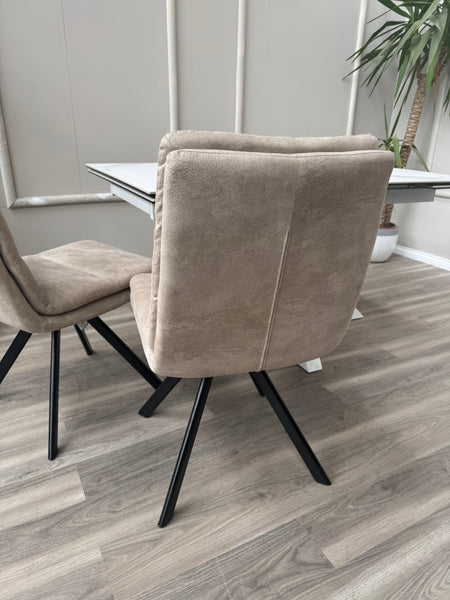 Njord Swivel Dining Chairs Sand Fabric Scandinavian Style Chair (Choose Quantity)