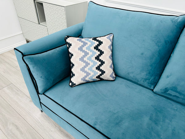 Brand New Santorini Teal Velvet Corner Sofa - Ready for fast delivery