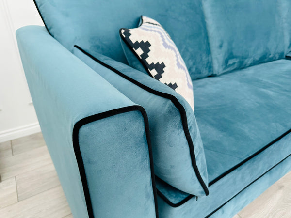 Brand New Santorini Teal Velvet Corner Sofa - Ready for fast delivery