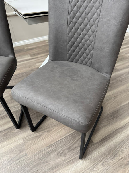 Loki Cantilever Faux Grey Leather Contemporary Scandinavian Style Dining Chair